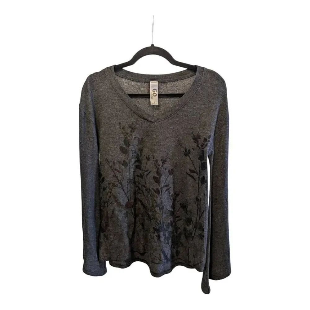 Go Coture Long Sleeve Shirt with Floral Print Women's Size Small